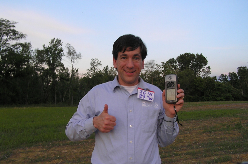 Joseph Kerski at the confluence point.