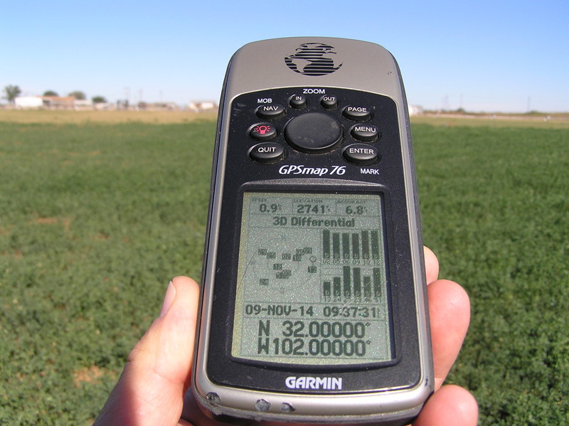 GPS reading at the confluence point.