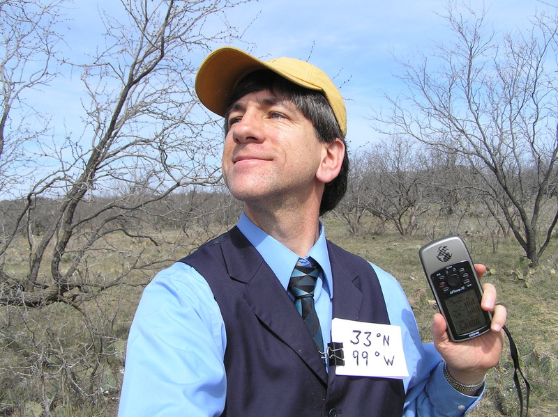 Joseph Kerski at the confluence point.