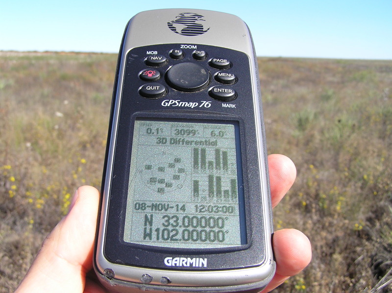 GPS reading at the confluence point.