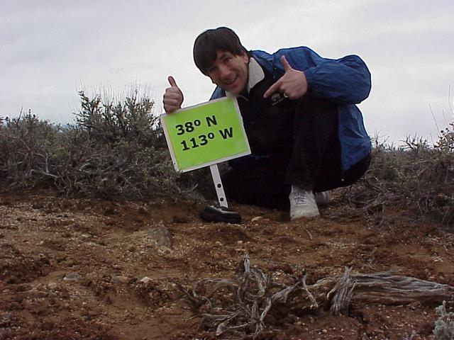 Geographer Joseph Kerski at the confluence.