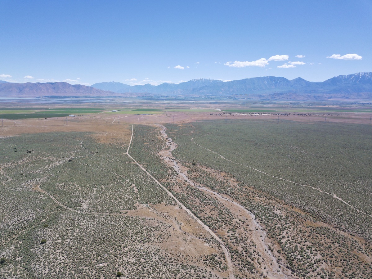 Looking East from 120m above the point