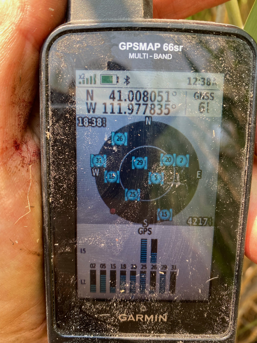 My GPS receiver, 1.28 miles from the point