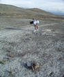 #4: the Vogels' rock cairn and Aimee and the tripod at our location of the DCP