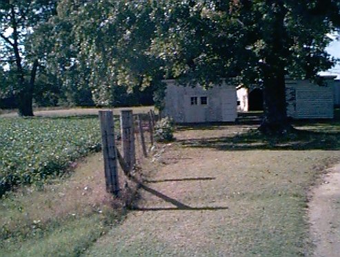 First house's garage, looking towards the confluence (North).