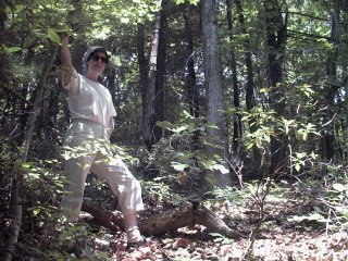 #1: Laurie at the confluence, and some uphill ground