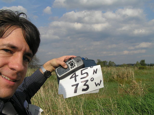 Joseph Kerski at a breezy confluence halfway to the North Pole!