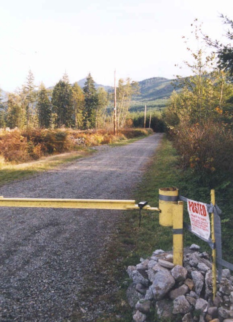 This gate and the intimidating sign blocked access from this side.