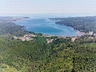 #12: A closeup view (to the North) of Sequim Bay and the Strait of Juan de Fuca, from 120m above the point