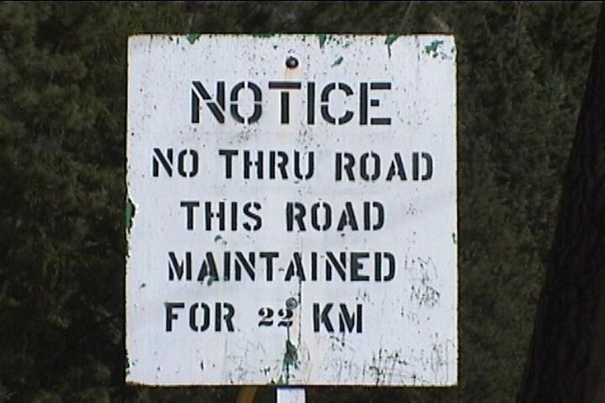 sign at start of Santa Rosa road