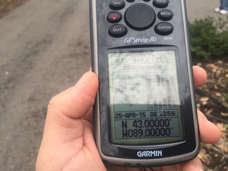 GPS reading at the confluence point. 