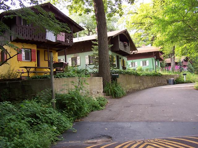 Alpine cottages located near the confluence.