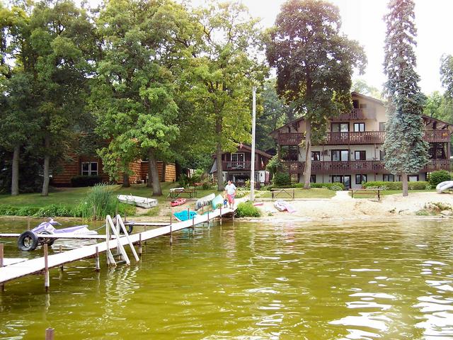 View West from the pier with the confluence cottage on the left.