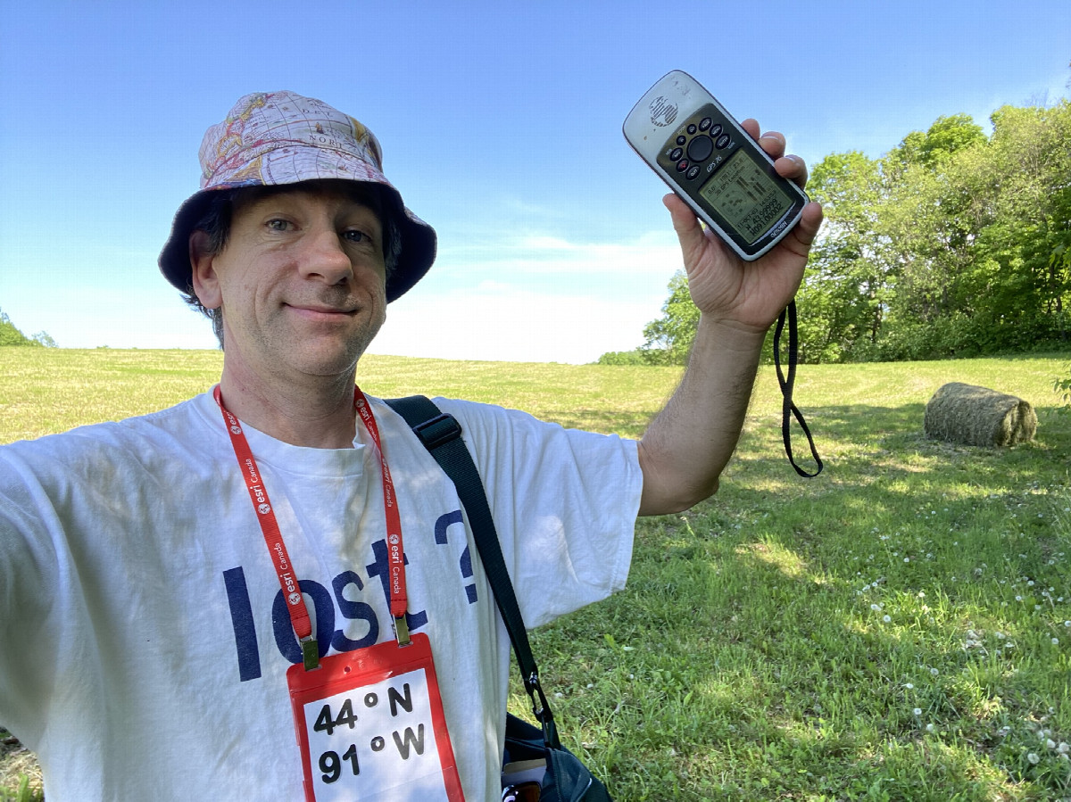 Joseph Kerski at the confluence point.