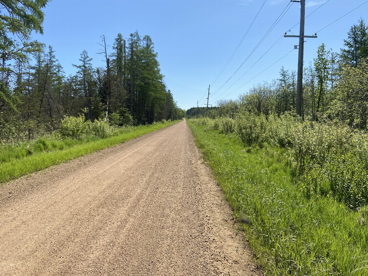 Nearest road to the confluence, looking east. The confluence is to the right. 