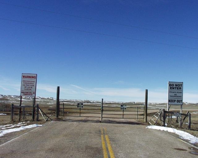 One of numerous keep out signs