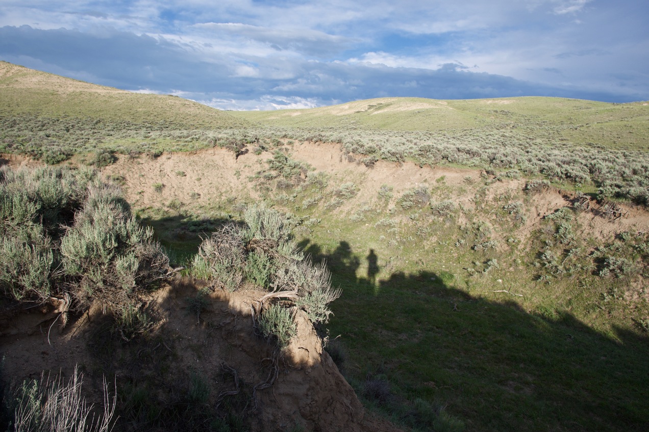 The confluence point lies on the bank of small creek (Maggie Creek - currently dry).  (This is also a view to the East.)