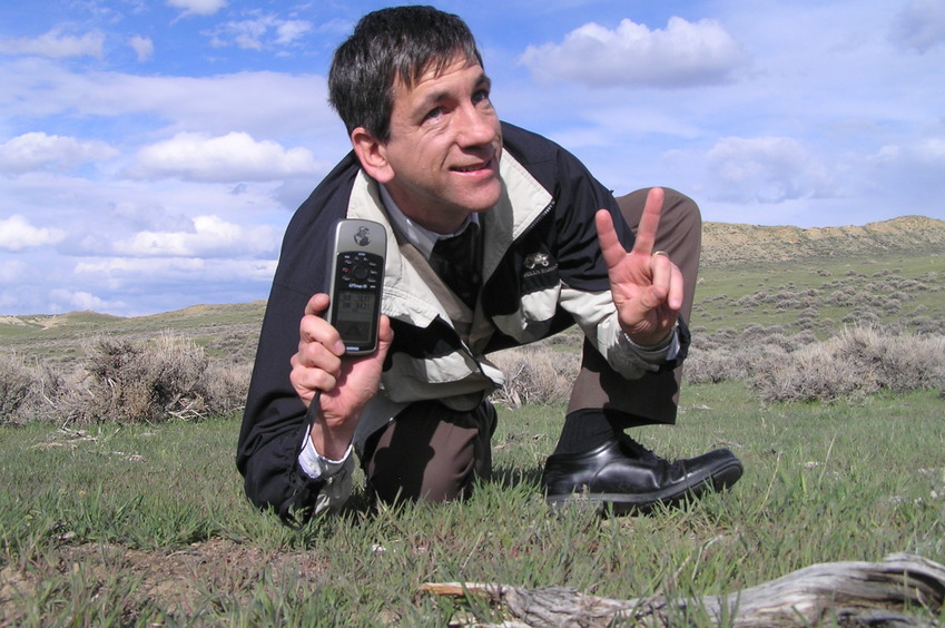 Joseph Kerski at the confluence point.