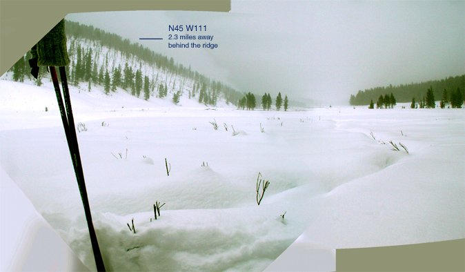 Looking northeast up Fan Creek with confluence hidden by ridge line