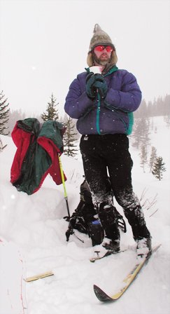 Chris, contemplating unbroken snow ahead