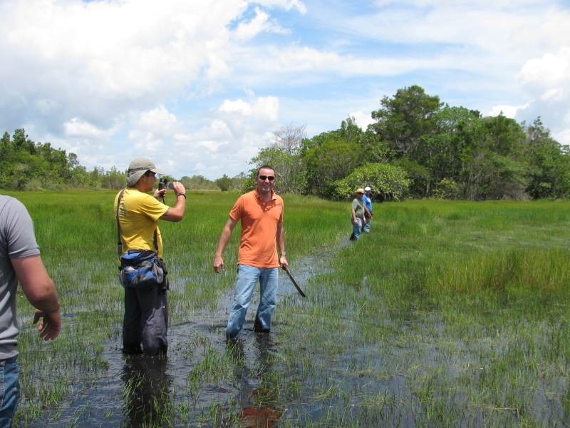 The Walking through Flooded Trail to the CP