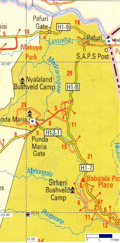 Confluence 23S 31E - Map of environs