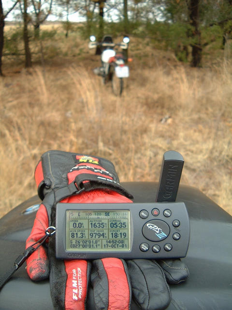 GPS reading at the Rhenosterfontein T-junction